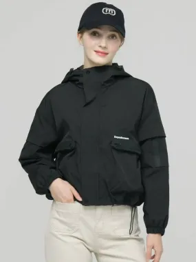 Doyou Know MC Women s Hooded Anorak Life Waterproof Functional Loose Fit Black Wind Jumper DO6242WB24 2