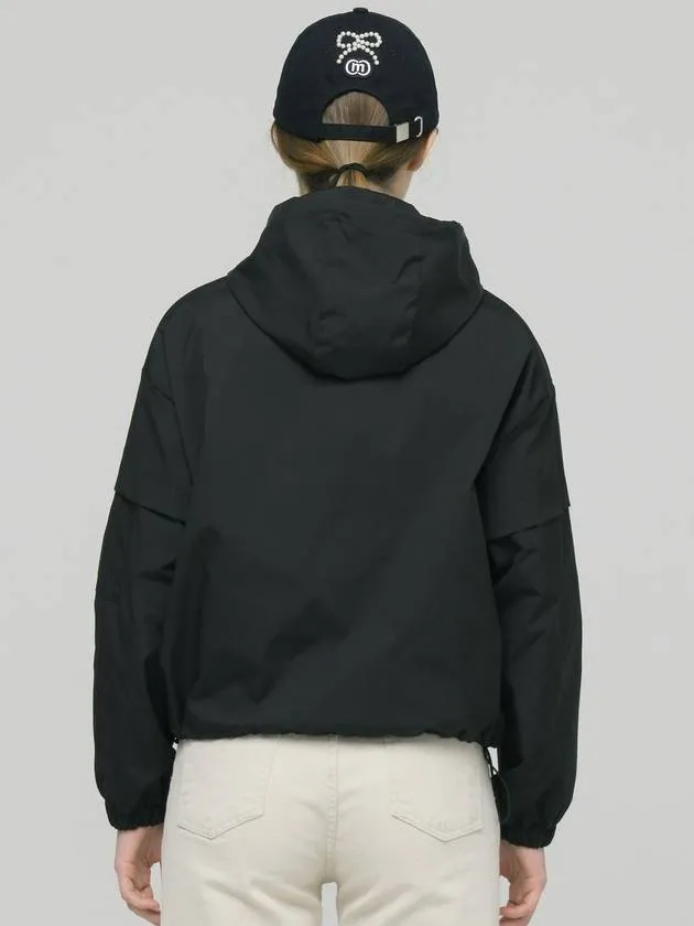 Doyou Know MC Women s Hooded Anorak Life Waterproof Functional Loose Fit Black Wind Jumper DO6242WB24 2
