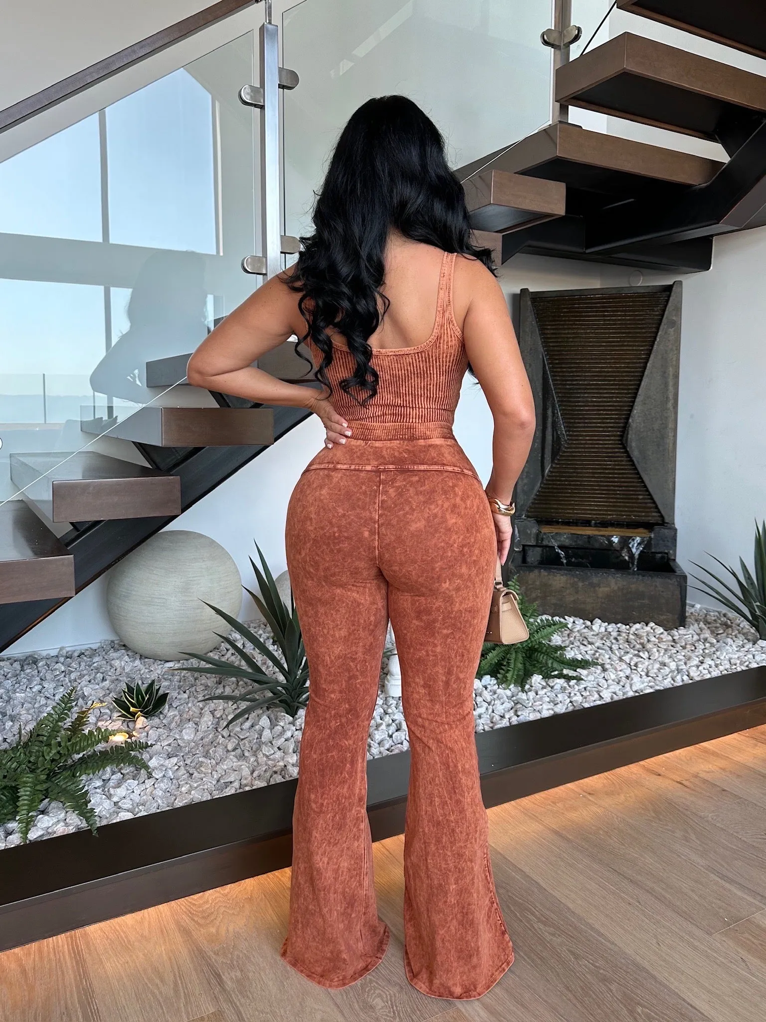 Dreamy Choice Ribbed Pant Set Orange