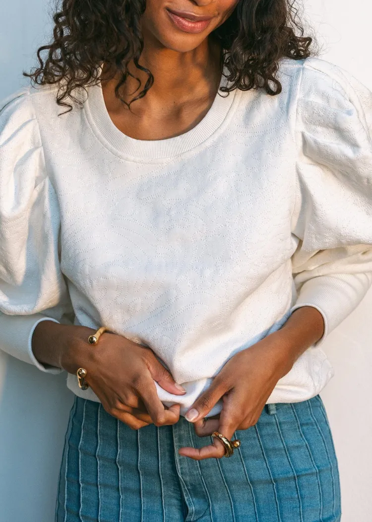 ***FINAL SALE*** Cleobella Dayna Quilted Sweatshirt - Ivory
