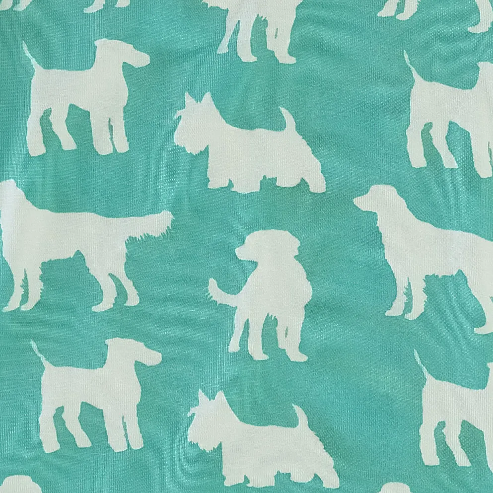gathered overall bubble | dog silhouette | bamboo