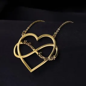 Gold Plated Infinity Heart Name Necklace