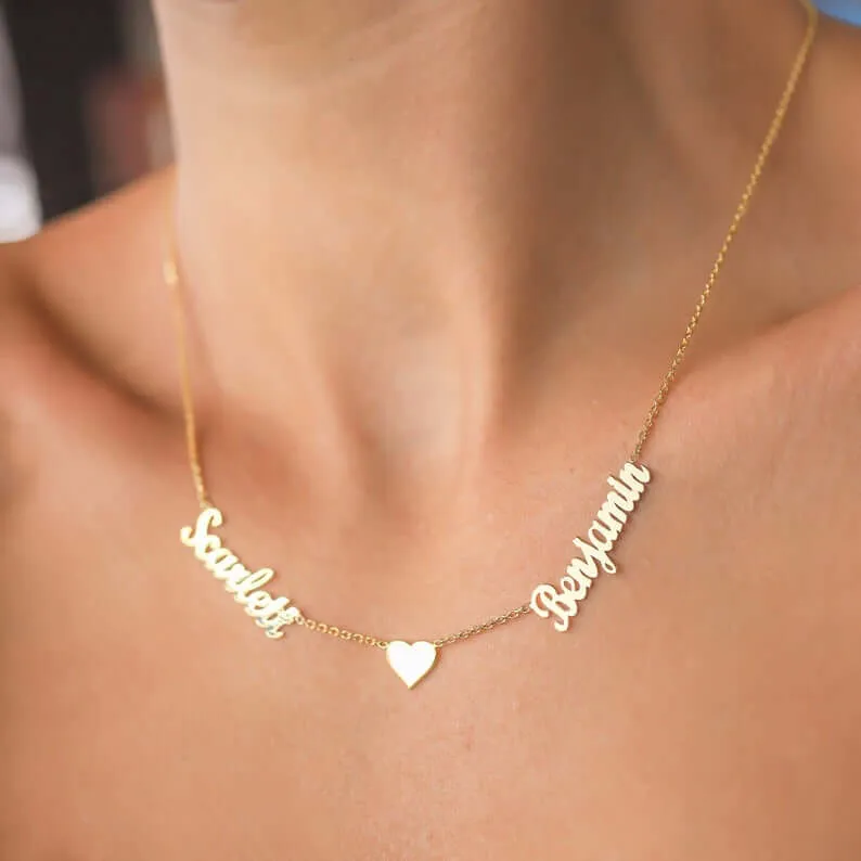Gold Plated Small Heart Name Necklace