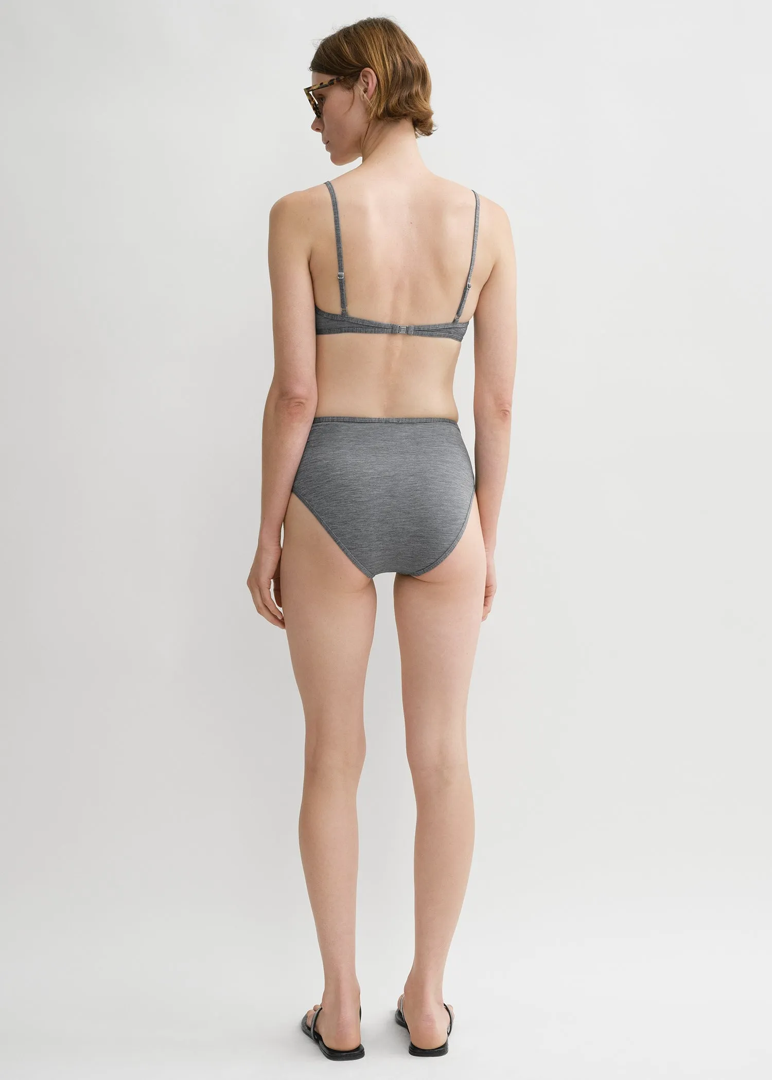 Half-cup bikini top grey melange