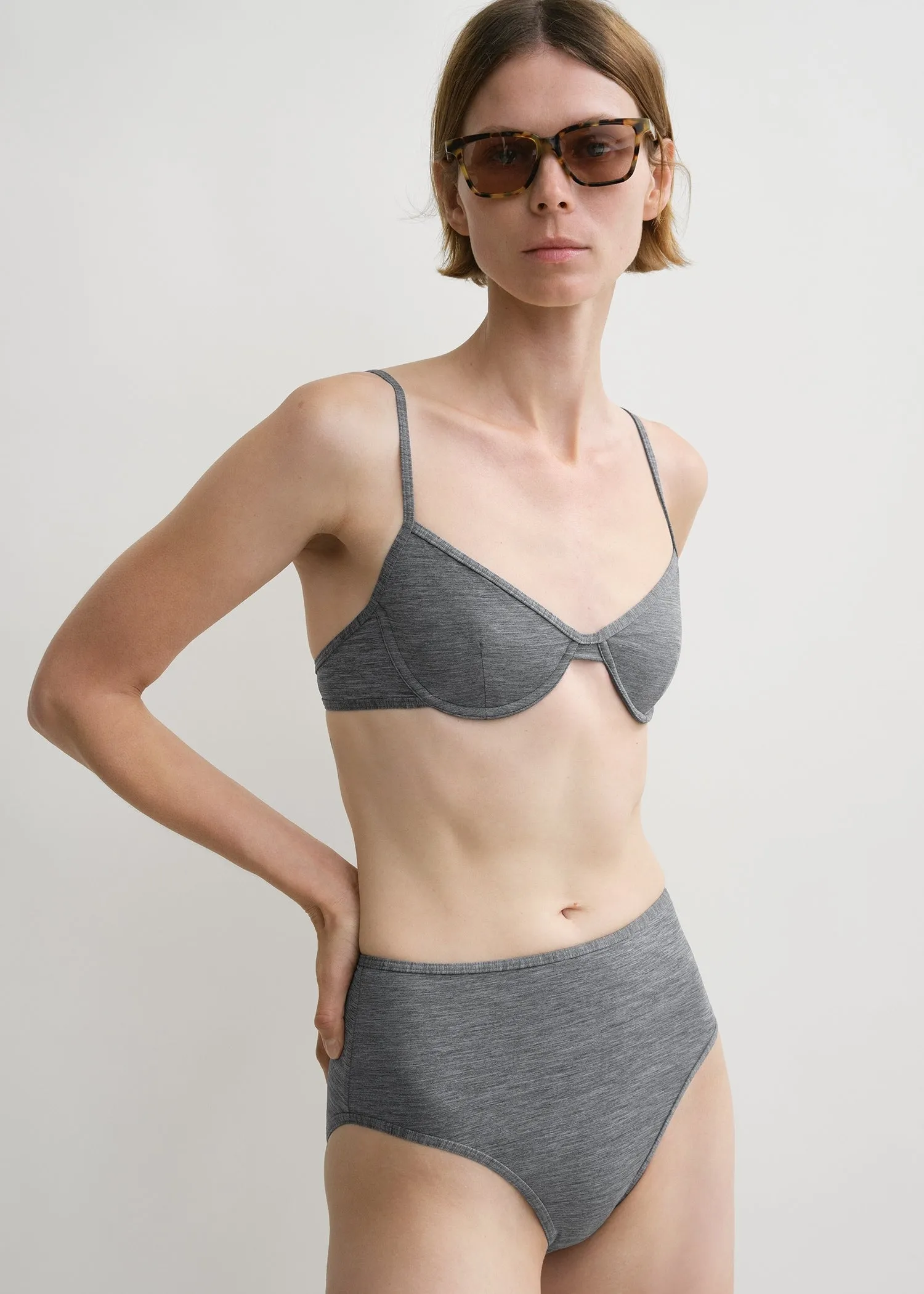 Half-cup bikini top grey melange