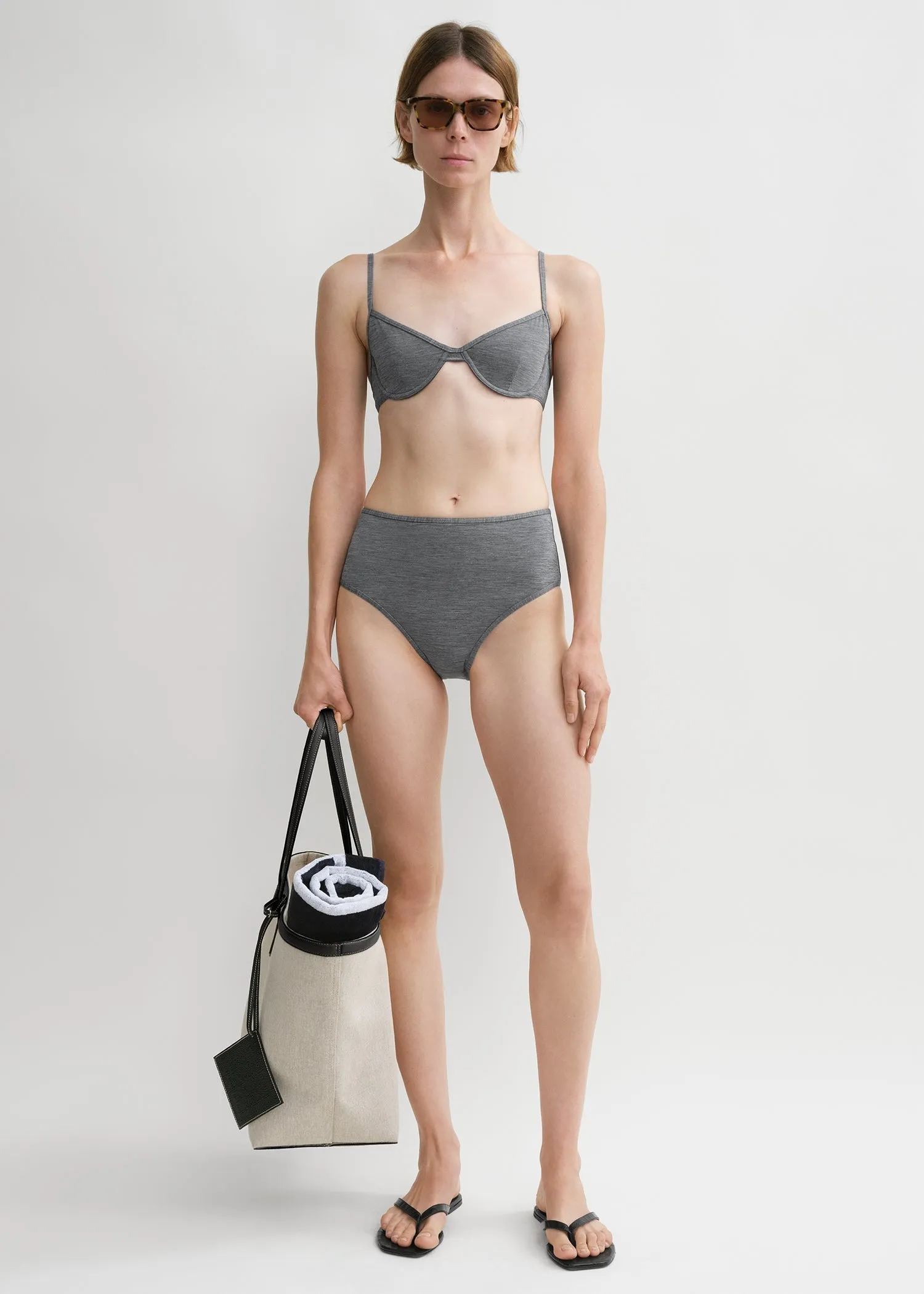 Half-cup bikini top grey melange