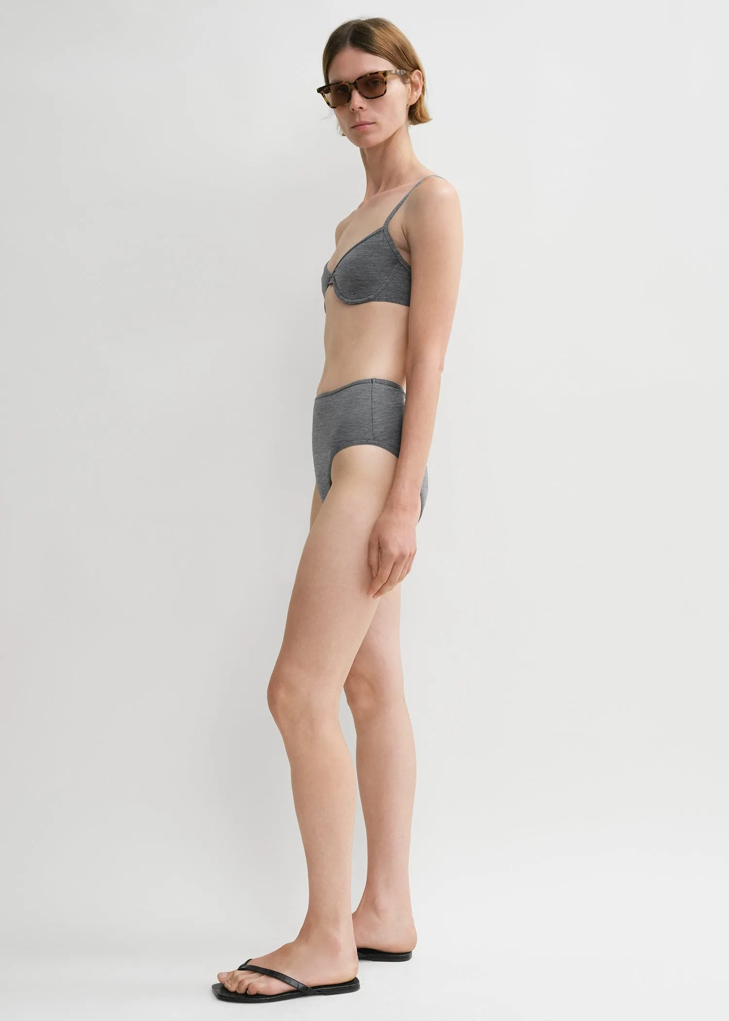 Half-cup bikini top grey melange