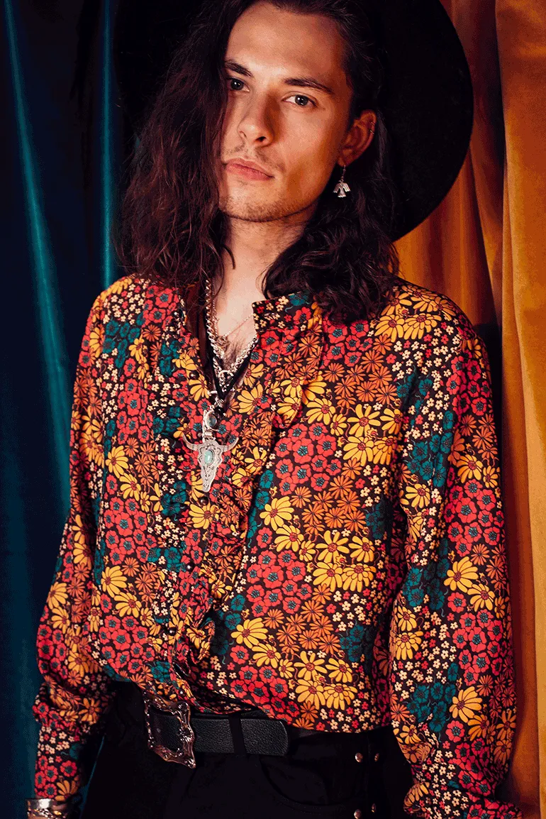 Hey Joe Unisex Ditsy Floral Ruffle Shirt - SSA558- UKL