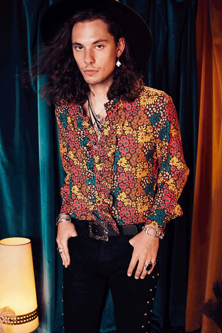 Hey Joe Unisex Ditsy Floral Ruffle Shirt - SSA558- UKL