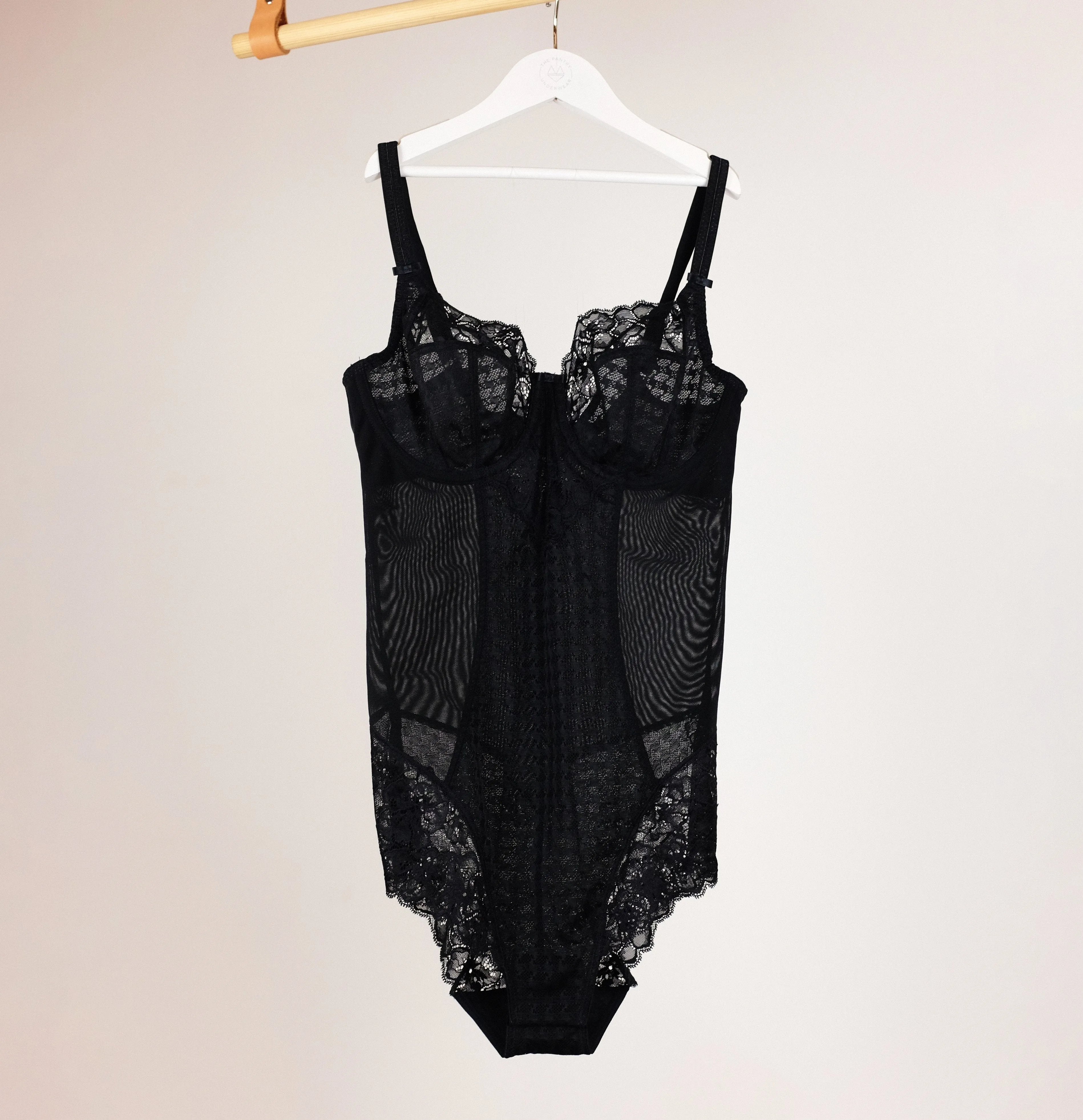 Houndstooth & floral lace body [Black]