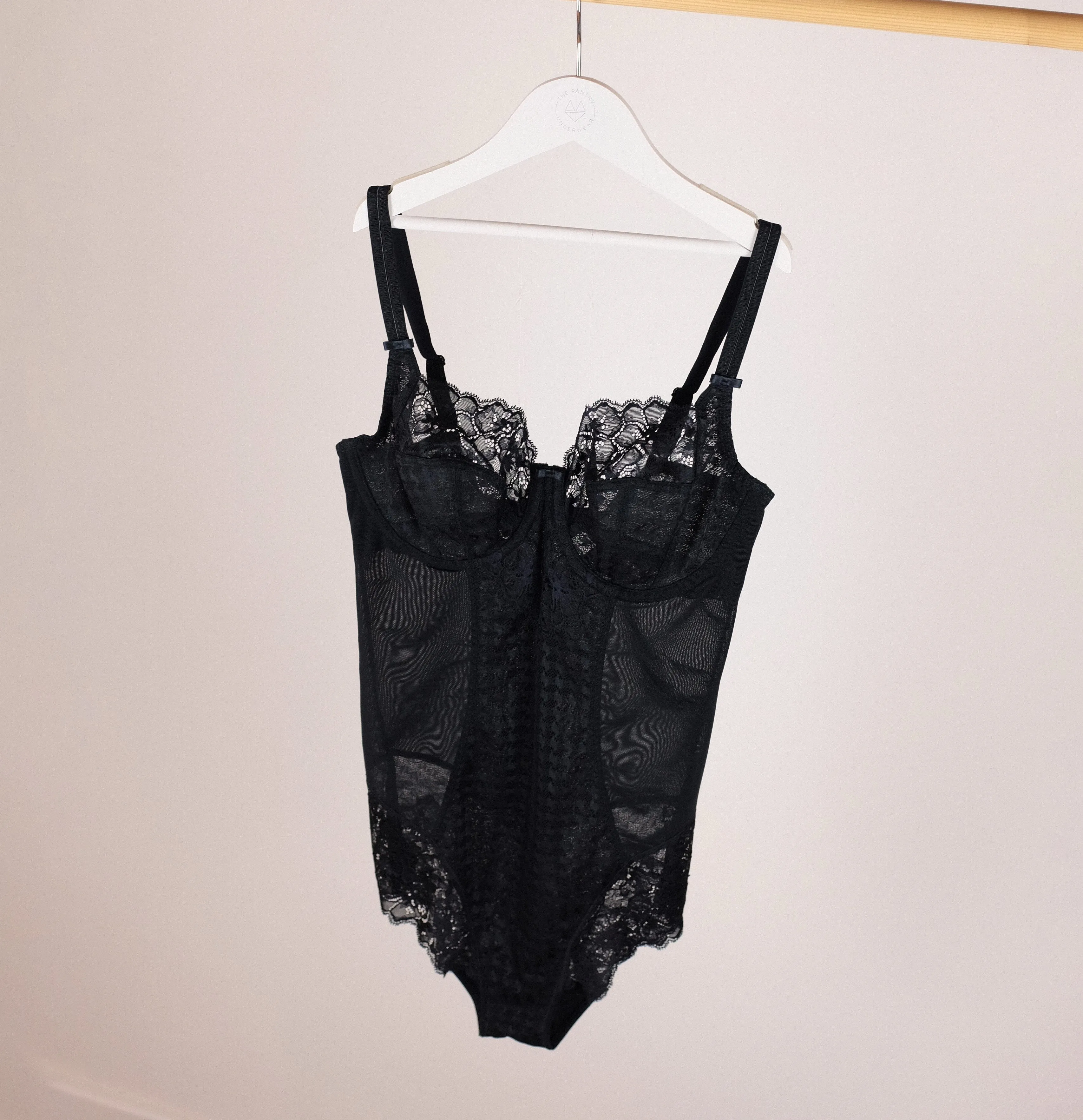 Houndstooth & floral lace body [Black]