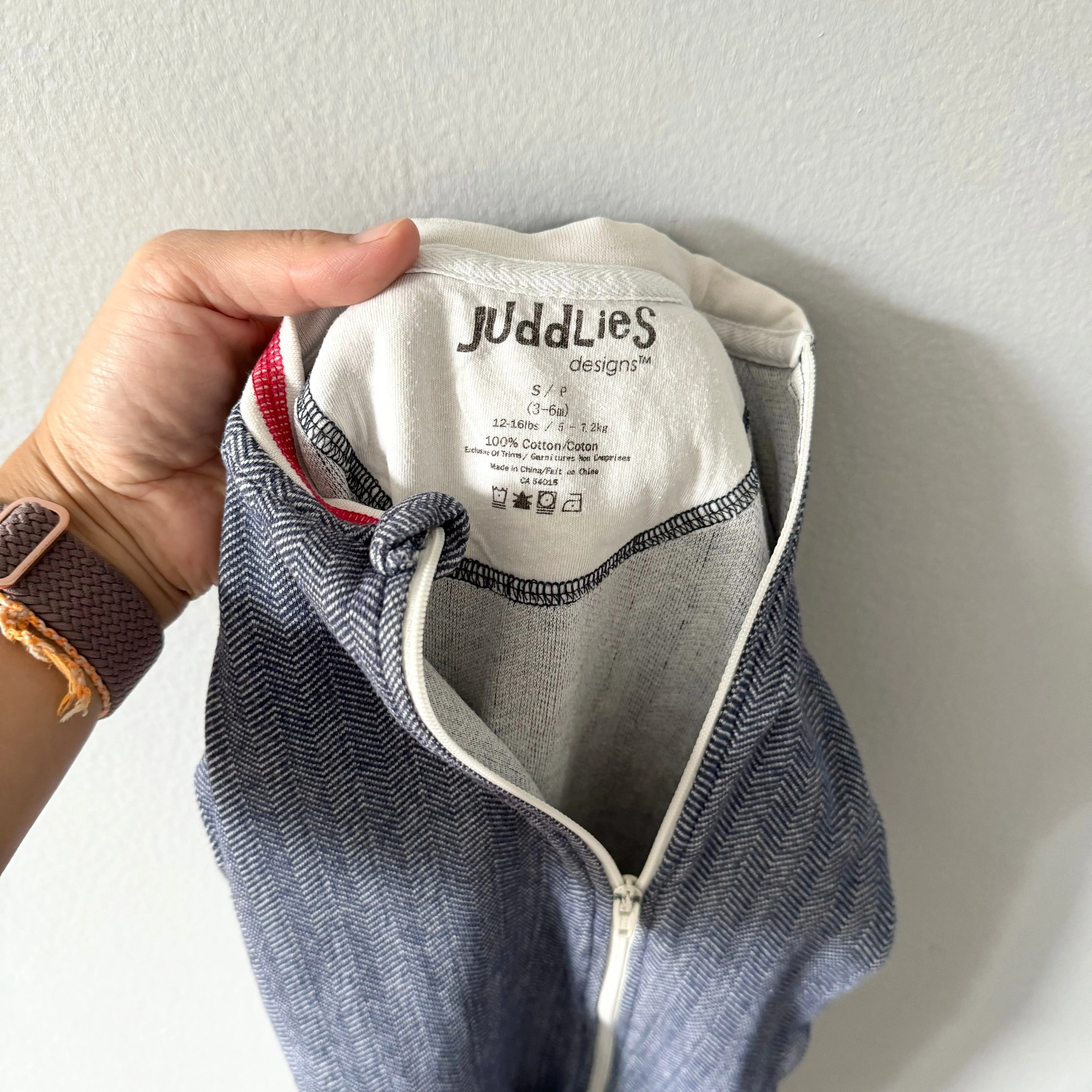 Juddlies / Navy long sleeve romper / 3-6M