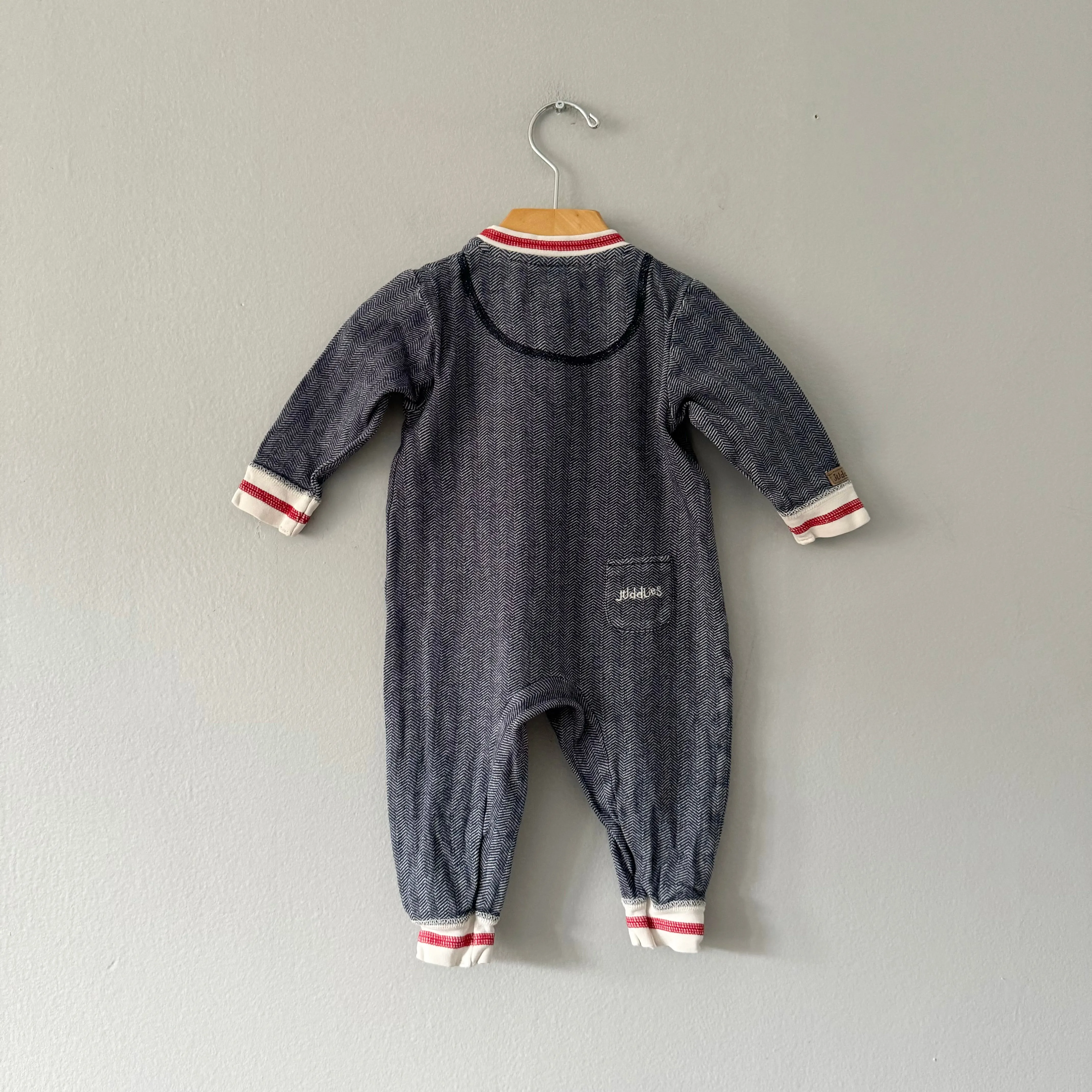 Juddlies / Navy long sleeve romper / 3-6M