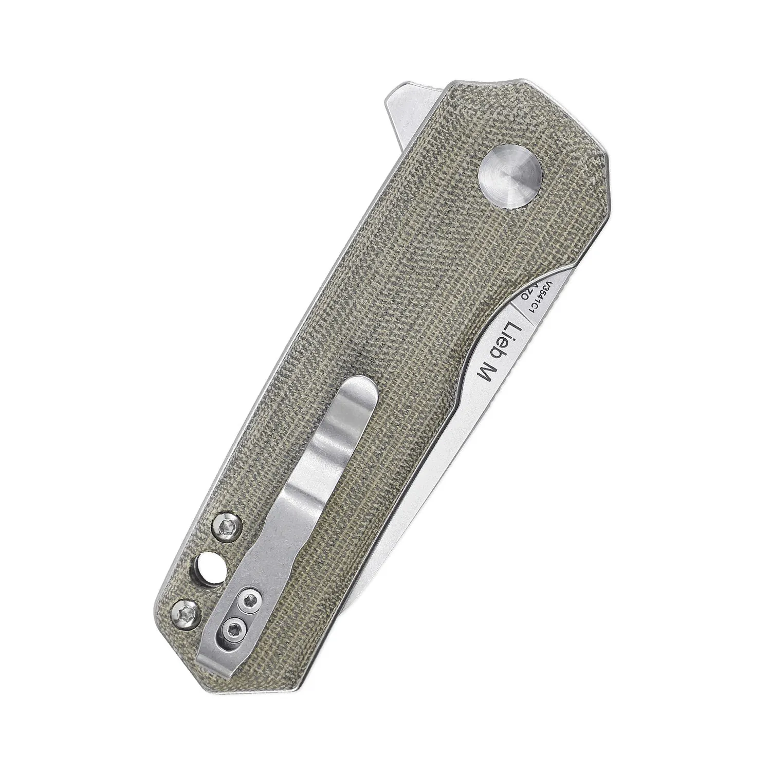 Kizer Azo Lieb M Button Lock Green Micarta V3541C1 (2.98 Stonewash)