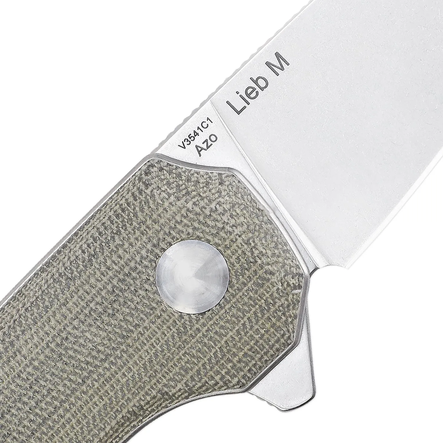Kizer Azo Lieb M Button Lock Green Micarta V3541C1 (2.98 Stonewash)