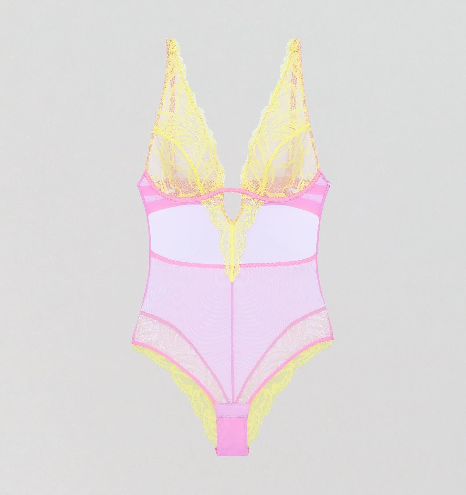 Lemon lace & violet mesh underwired body