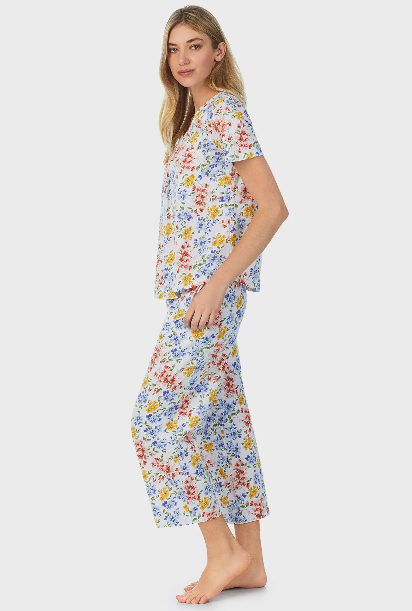Multi Floral Capri Pajama Set