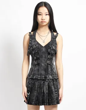 PEACE PLEATED DRESS BLACK