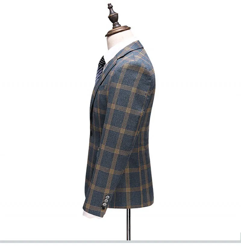 Plaid Designs Lapel Men's Suit Tailor Made Groom Tuxedos Wedding 3 Piece Suits Blazer (Jacket Pants Vest)