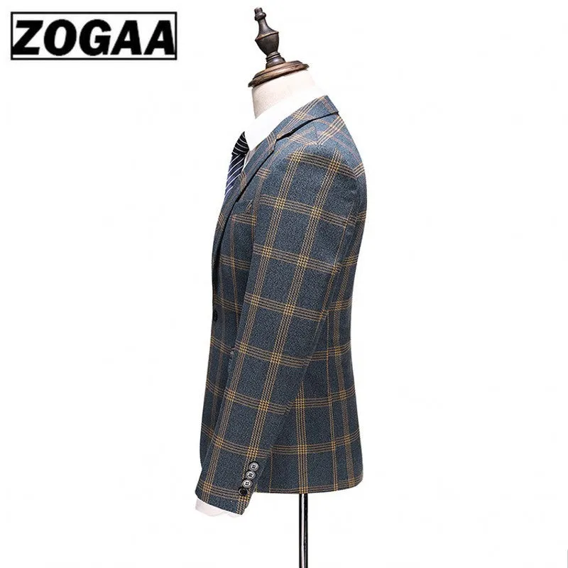 Plaid Designs Lapel Men's Suit Tailor Made Groom Tuxedos Wedding 3 Piece Suits Blazer (Jacket Pants Vest)