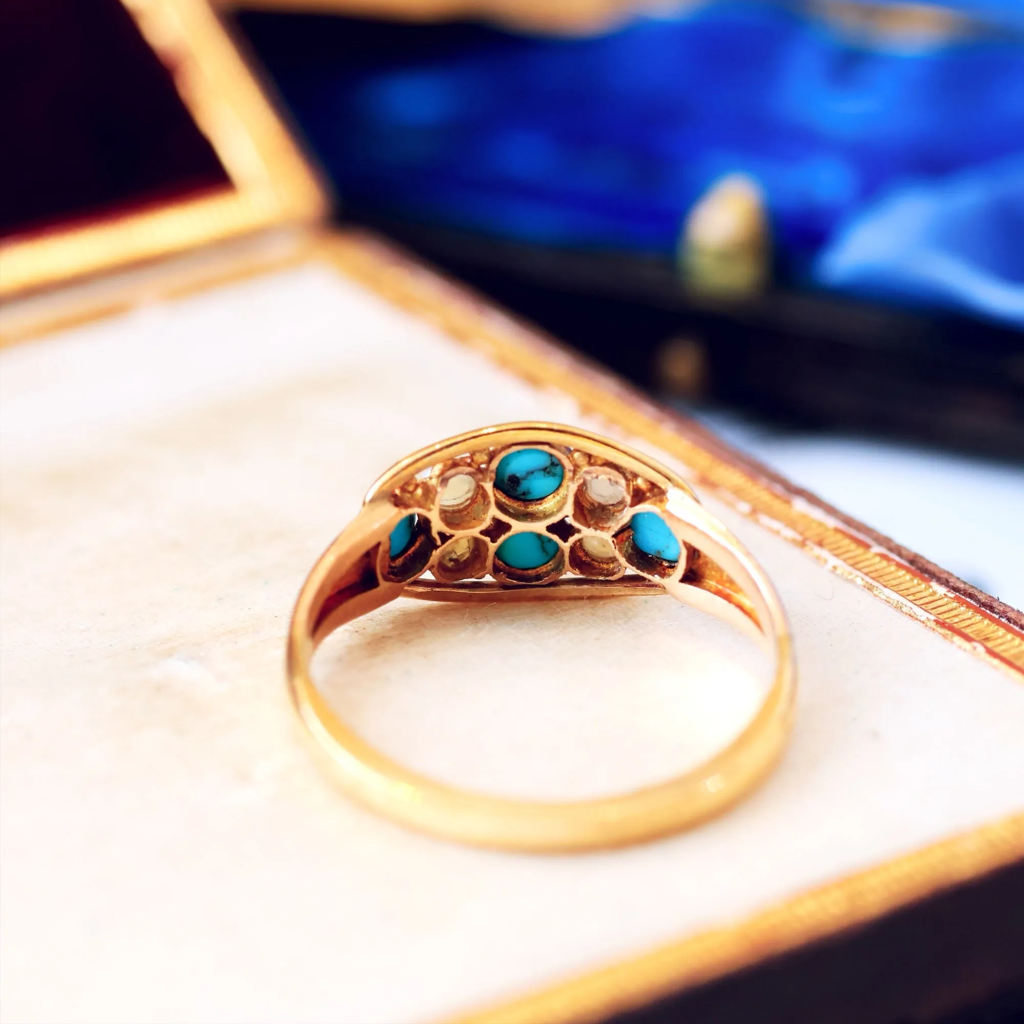 Precious and Meaningful Victorian Turquoise & Pearl Ring