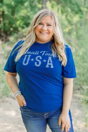 "Small Town USA" Graphic Tee- Soft Navy