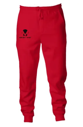 Red Midweight Fleece Jogger Sweatpants with Black Logo