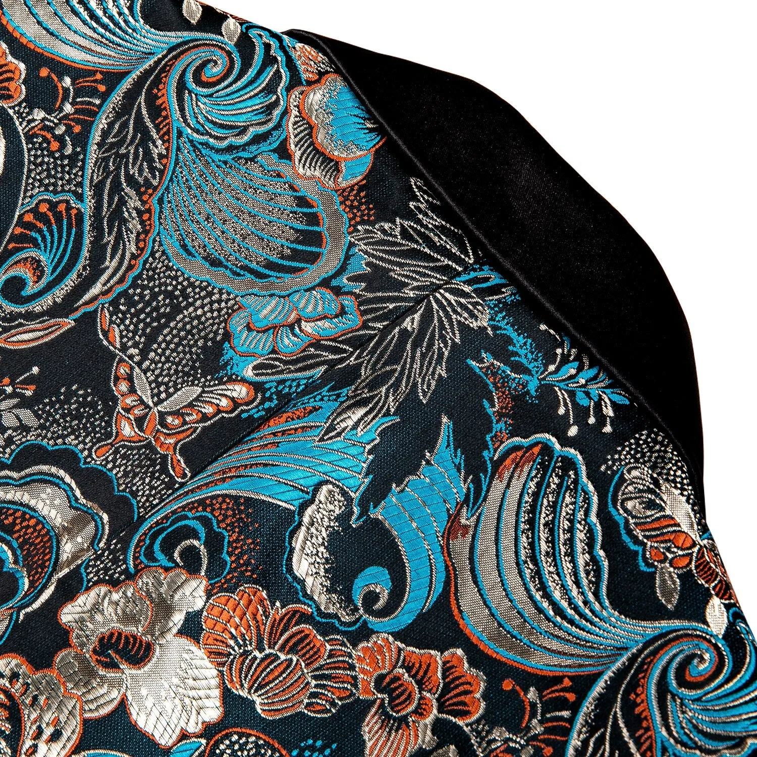 Teal Green Paisley Men's Suits Italian Design Tuxedo Jacket Groom Suits For Blazers Party  Barry Wang