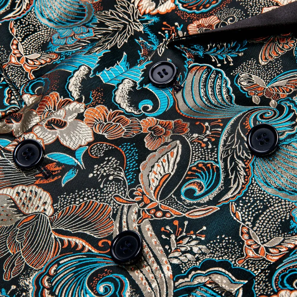 Teal Green Paisley Men's Suits Italian Design Tuxedo Jacket Groom Suits For Blazers Party  Barry Wang