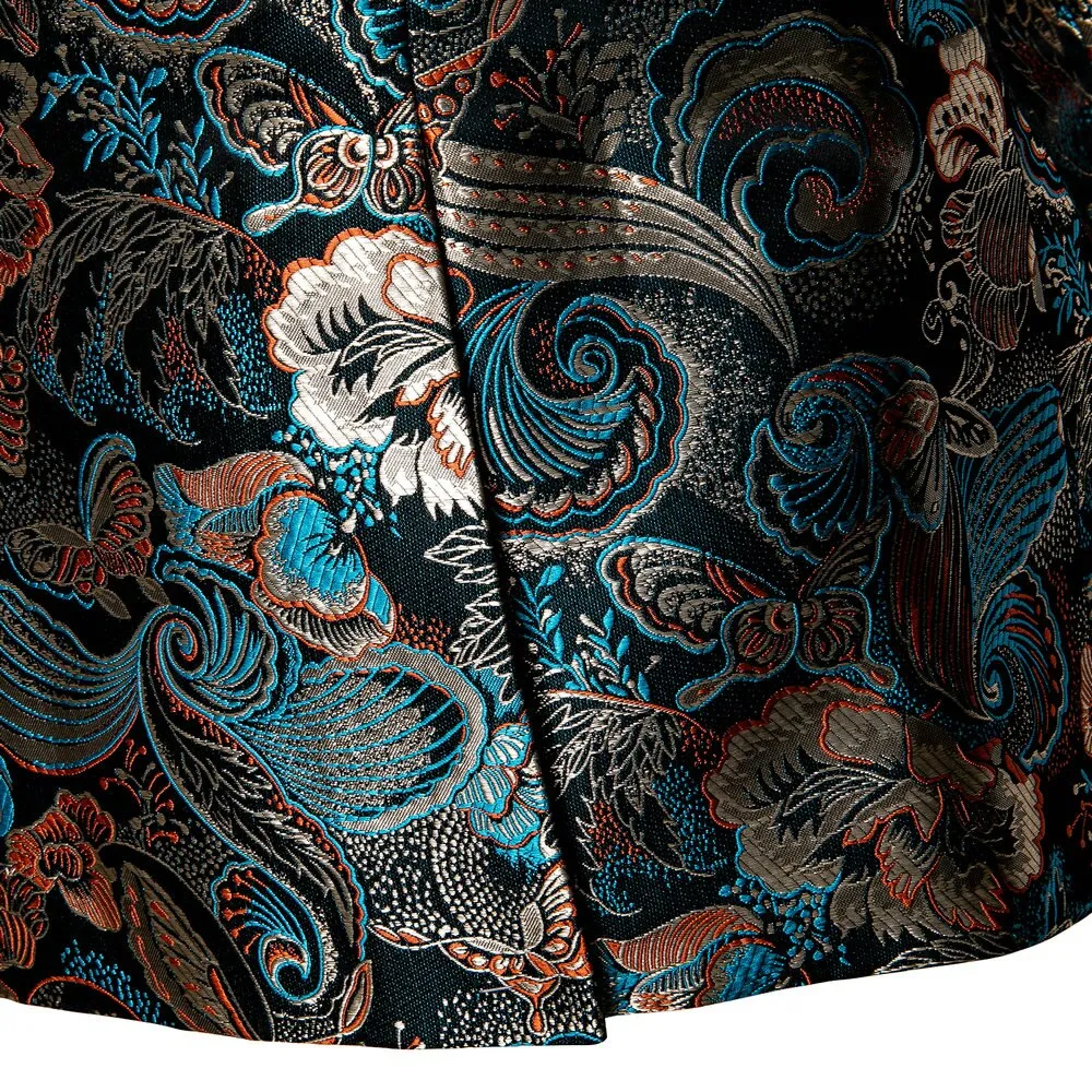 Teal Green Paisley Men's Suits Italian Design Tuxedo Jacket Groom Suits For Blazers Party  Barry Wang
