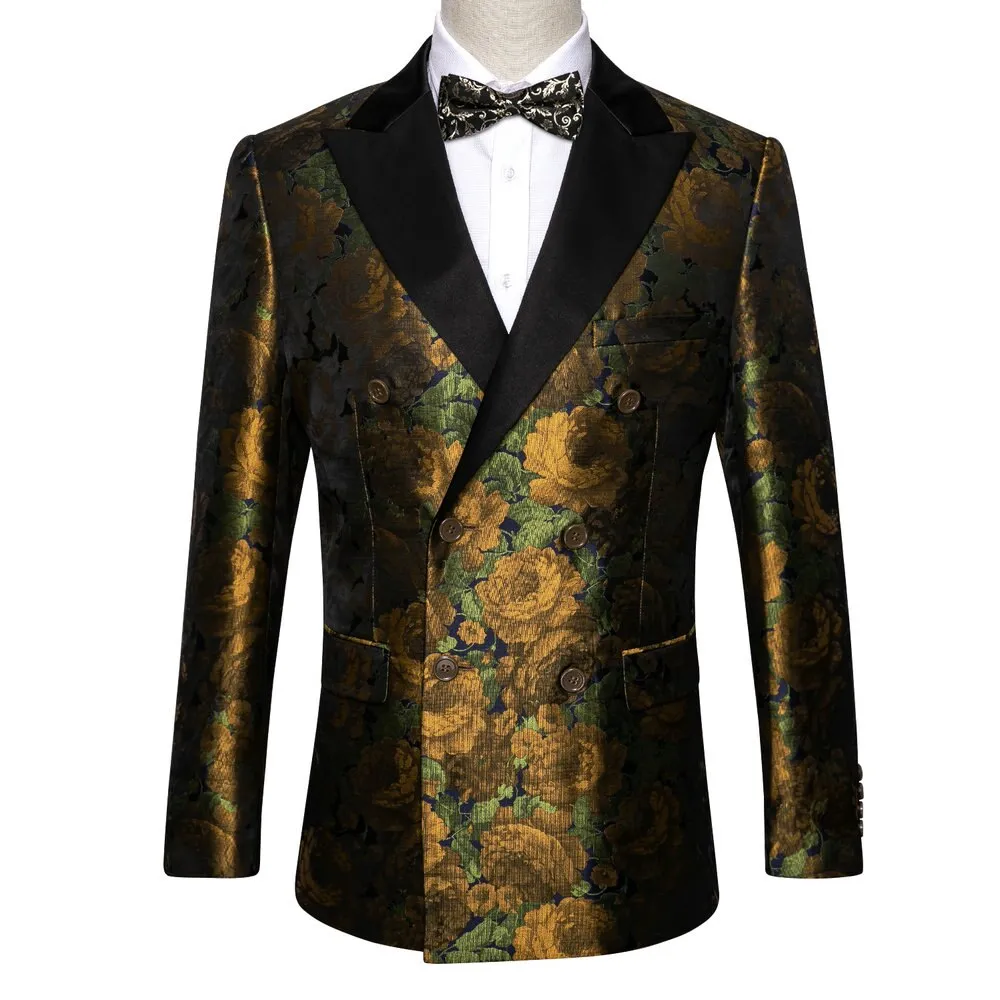 Teal Green Paisley Men's Suits Italian Design Tuxedo Jacket Groom Suits For Blazers Party  Barry Wang
