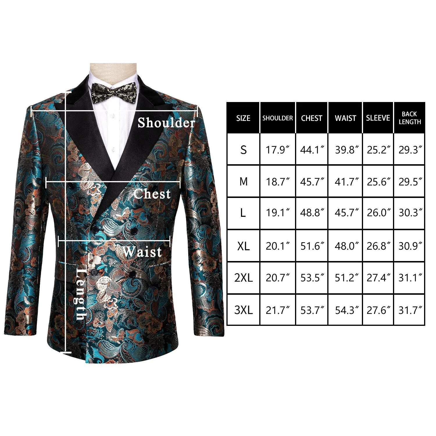 Teal Green Paisley Men's Suits Italian Design Tuxedo Jacket Groom Suits For Blazers Party  Barry Wang
