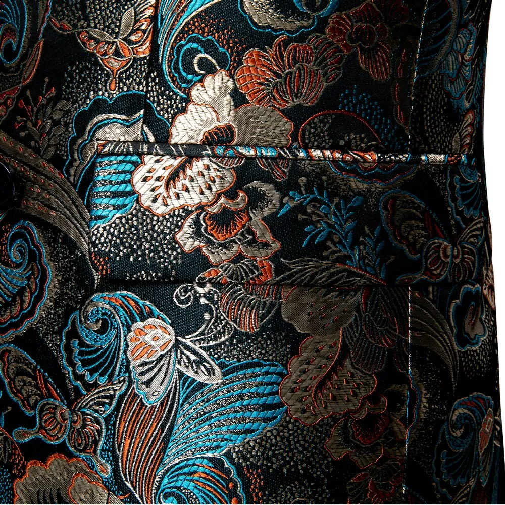 Teal Green Paisley Men's Suits Italian Design Tuxedo Jacket Groom Suits For Blazers Party  Barry Wang