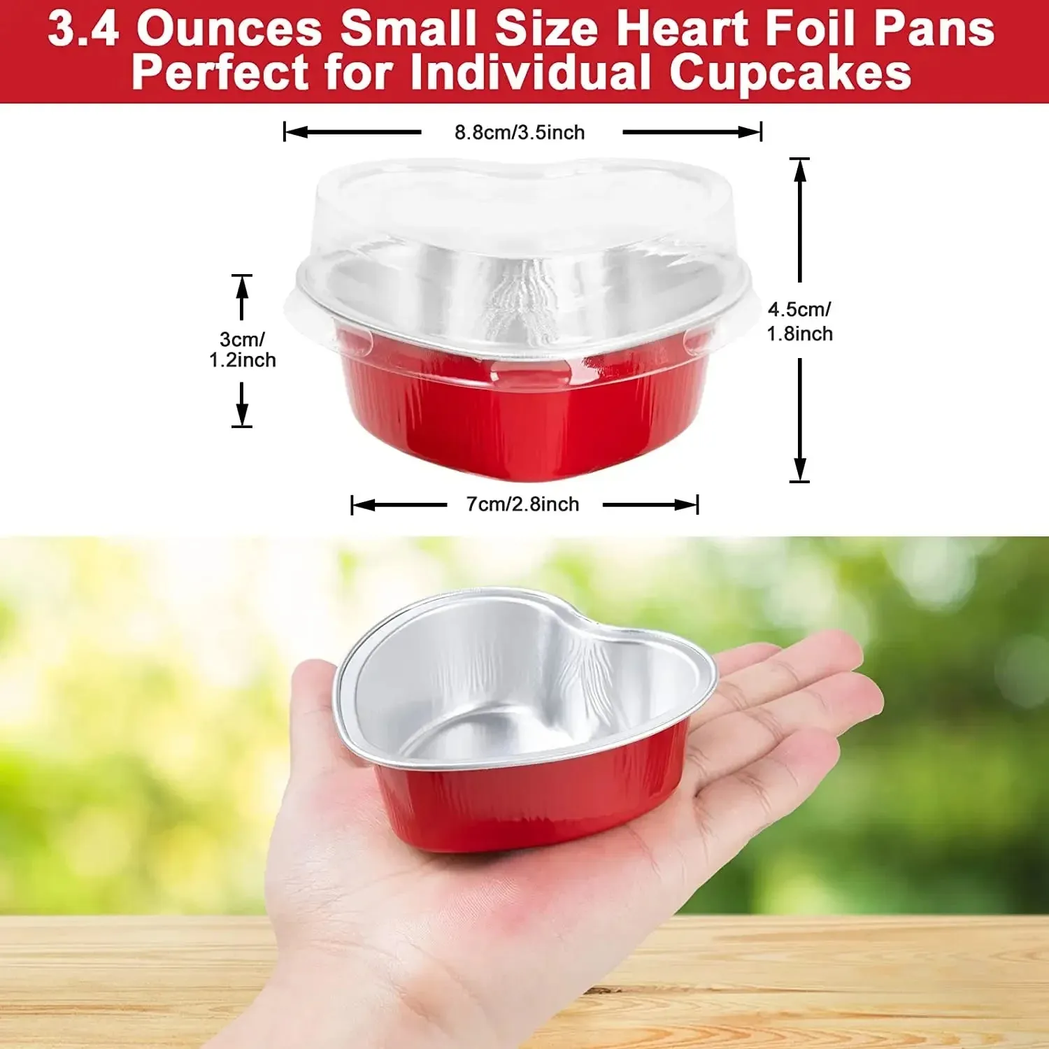 Tin Foil Aluminum Foil   Heart-shaped Cup With Lid - 50pcs - 100ml