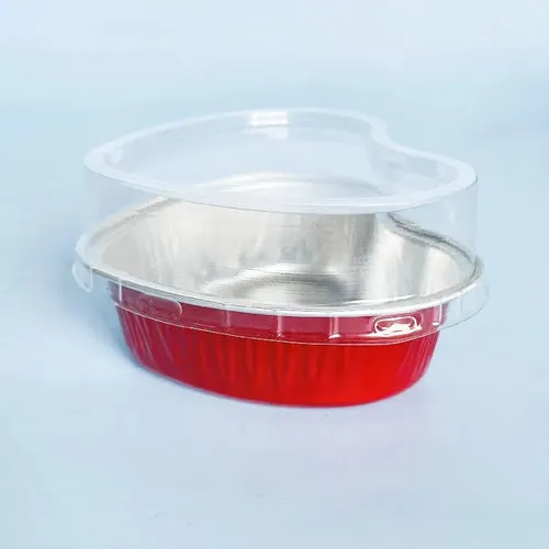 Tin Foil Aluminum Foil   Heart-shaped Cup With Lid - 50pcs - 100ml