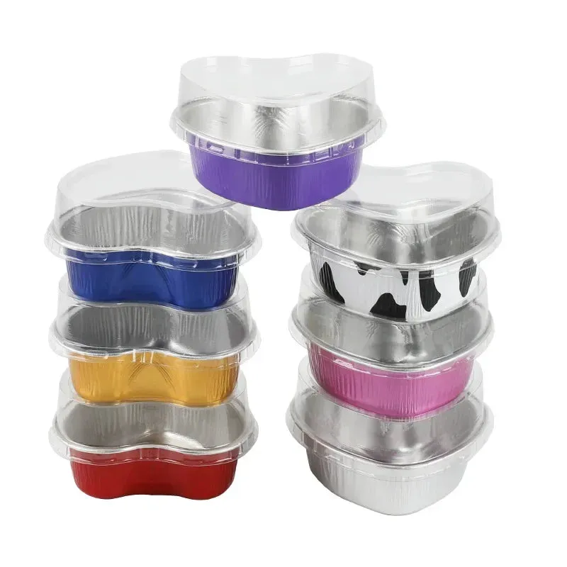 Tin Foil Aluminum Foil   Heart-shaped Cup With Lid - 50pcs - 100ml