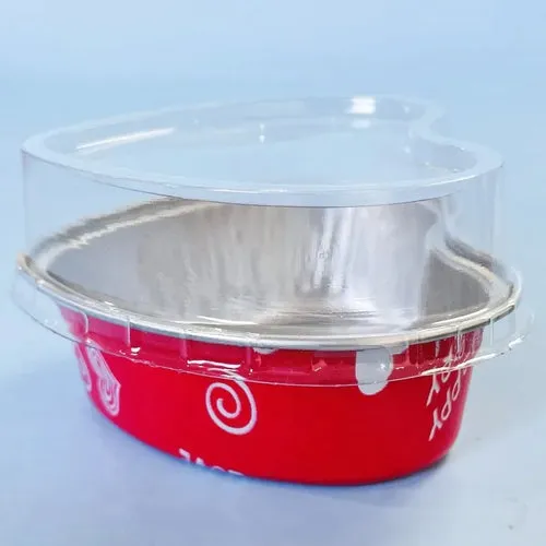 Tin Foil Aluminum Foil   Heart-shaped Cup With Lid - 50pcs - 100ml