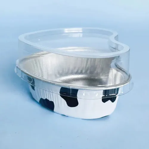 Tin Foil Aluminum Foil   Heart-shaped Cup With Lid - 50pcs - 100ml