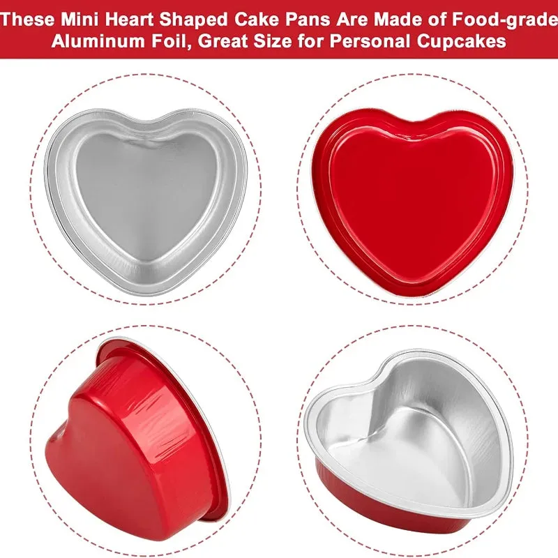 Tin Foil Aluminum Foil   Heart-shaped Cup With Lid - 50pcs - 100ml