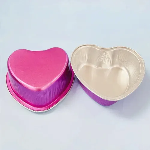 Tin Foil Aluminum Foil   Heart-shaped Cup With Lid - 50pcs - 100ml