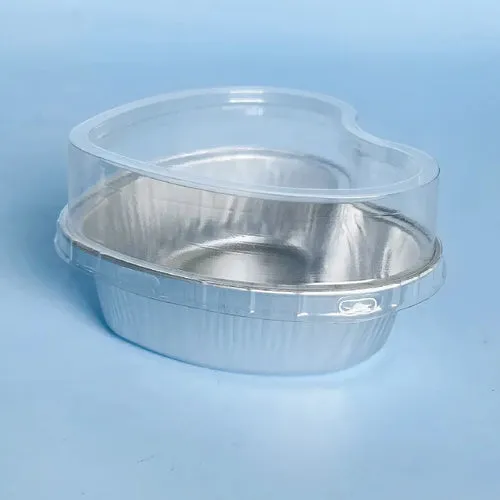 Tin Foil Aluminum Foil   Heart-shaped Cup With Lid - 50pcs - 100ml